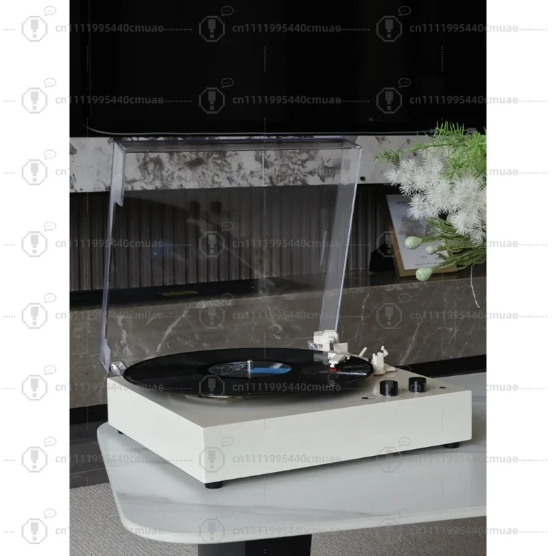 High-quality vinyl record player with adjustable counterweight for home audio - wood PVC material accessories