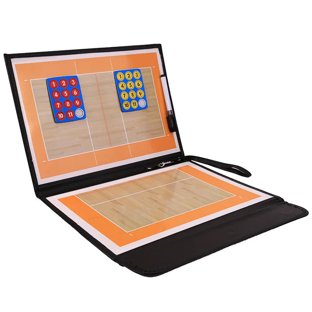 Magnetic Volleyball Coaching Board Two-Section Foldable Dry Erase Clipboard Lightweight Portable Tactical Whiteboard for Game
