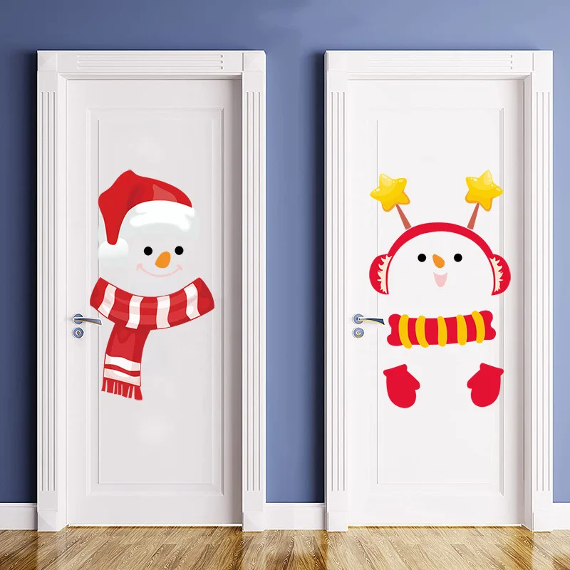 

Christmas Wall Sticker Snowman Expression Refrigerator Door Sticker Self-adhesive PVC Decoration Holiday Window Cartoon Sticker