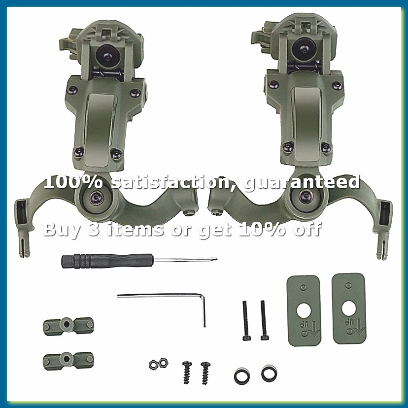 Tactical Headset Holder Helmet-Mounted Accessory Rail Adaptor Kit Adjustable Pickup Noise Canceling Holder, Set C-DT30