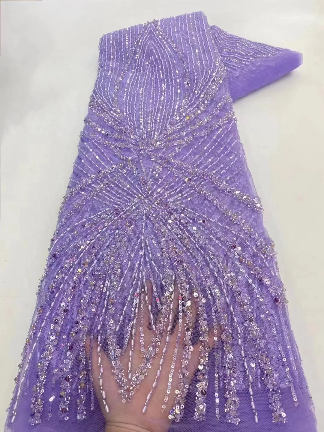 Custom Made Evening Gown Crystal Accessories Mesh Wedding Dress Floral Fabric Beaded Sequin Lace Embroidered Diamond Material