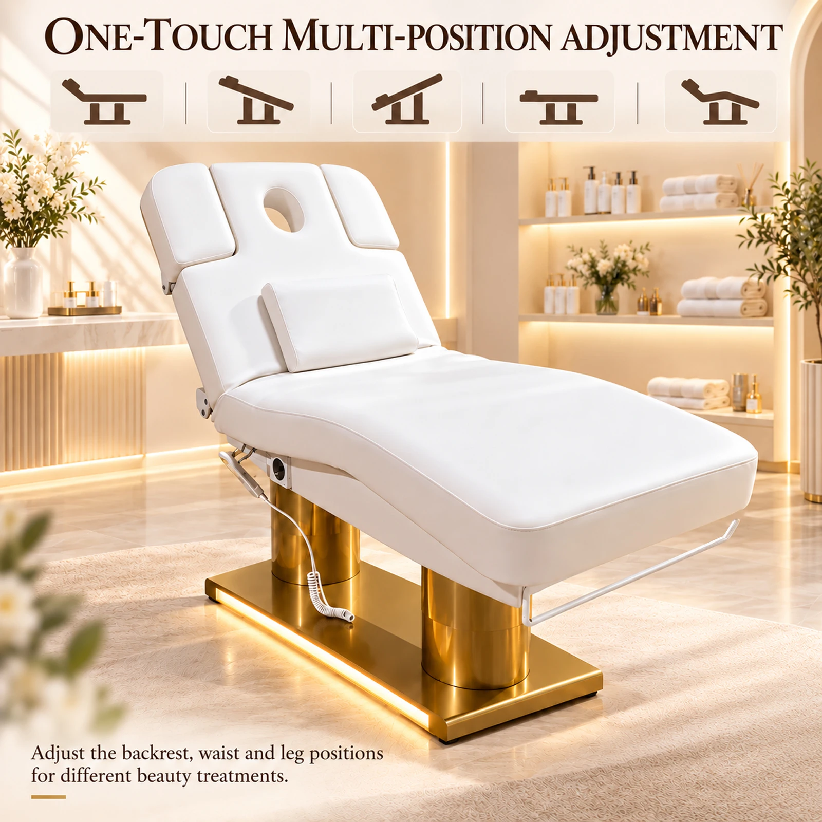 Factory Customized Massage Table Electric Facial Bed with Multi Angle Adjustment Spa Beauty Bed Lash Table for Beauty Salon OEM