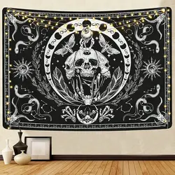 Skeleton Tapestry black and white tapestry Snake Moth Skeleton witchcraft divination decoration personality bedroom home decor