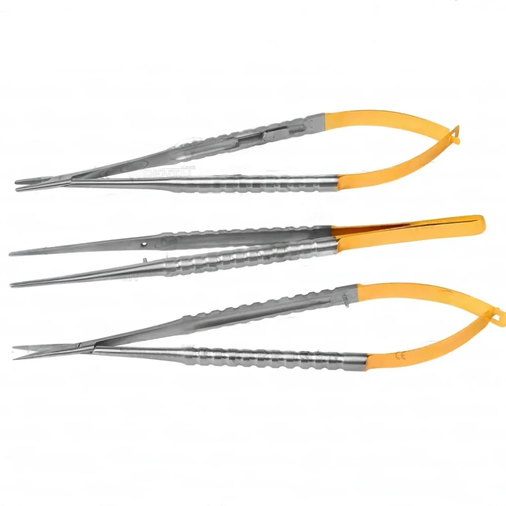 3pcs Dental Micro Castroviejo Needle Holder Surgical Scissors Orthodontic Implant Holding Forceps Tweezer Dentistry Tools