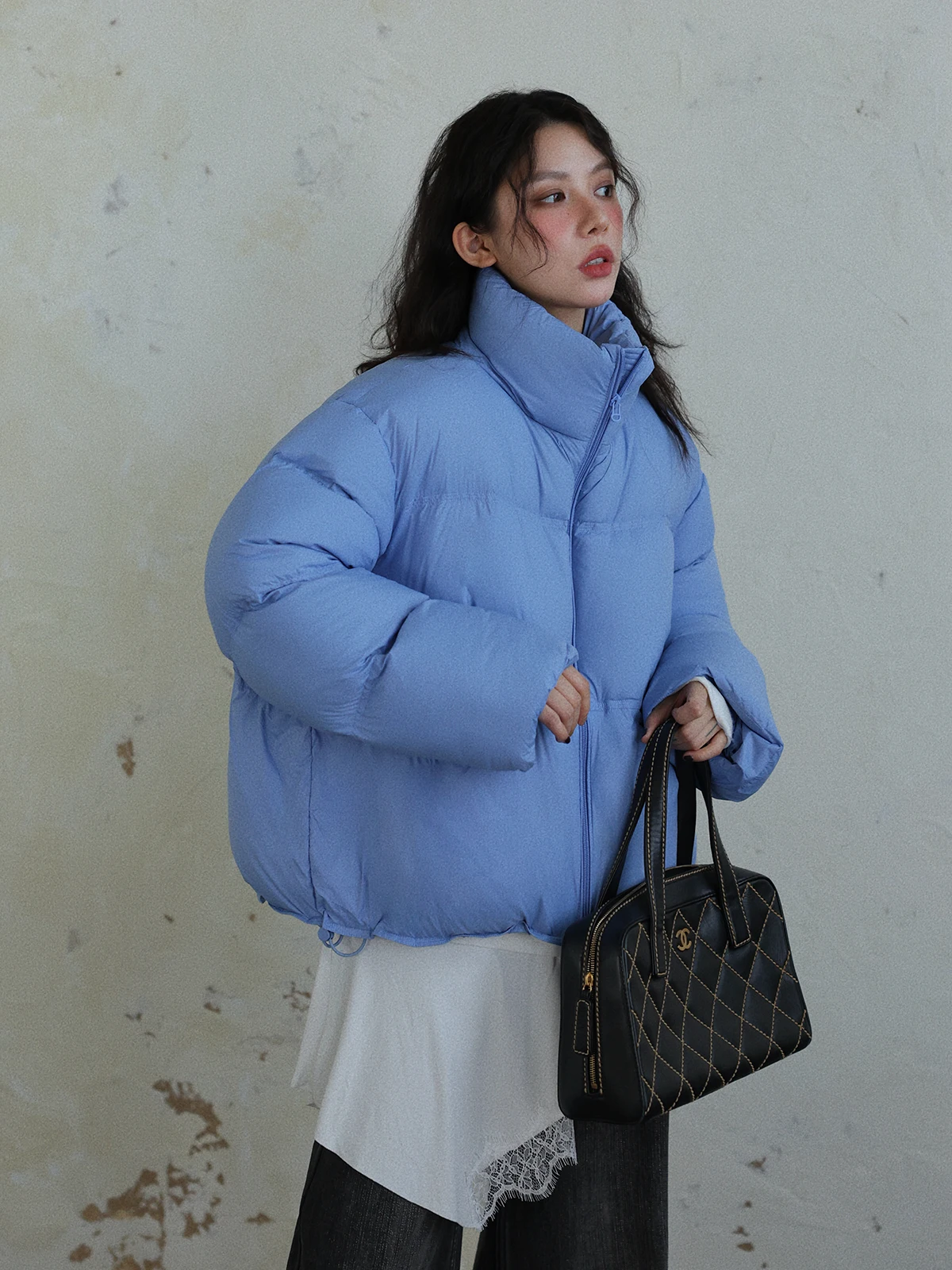 

DR Puffin Vintage ort down Jaet Women's Winter Thiened Stand Collar 90 Du down Casual Sle Warm Zipper Closure