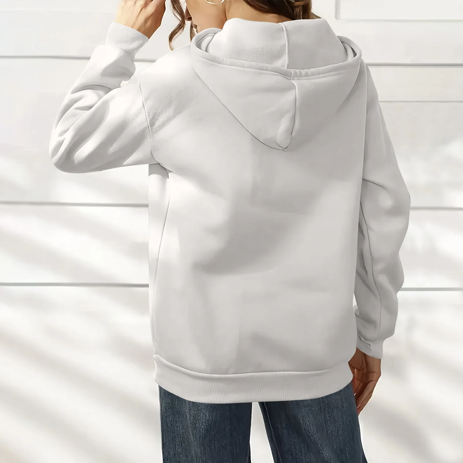 سترة نسائية عصرية بلون سادة وأكمام طويلة مع قلنسوة سوداديراس دي موخير ملابس نسائية بغطاء للرأس تسحب نسائي 2025 Hot