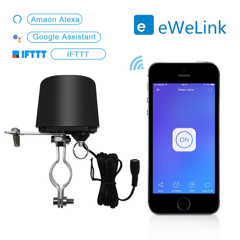 

【Hot】eWeLink Smart WiFi Water Valve Home Sensor Shutoff Voice/APP Remote Control for Alexa Google Assistant