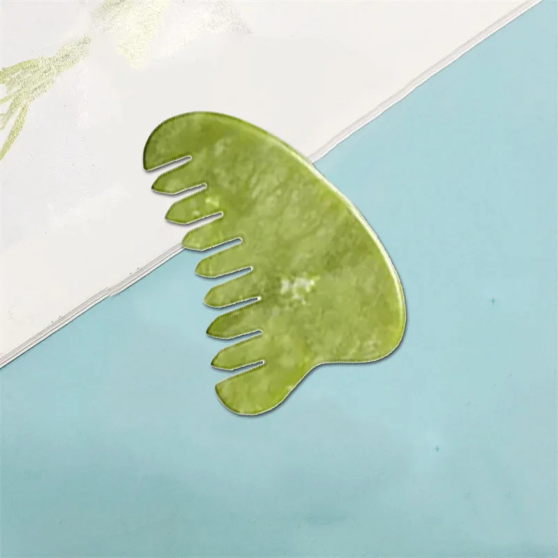 

1Pc Jade Comb Gua Sha Sawtooth Heart Comb Scraping Board Head Massager Natural Jade Comb Hair Brush Women Scalp Care Tool