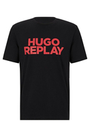 Replay X HUGO  Logo Peripheral Pattern Printing Summer Luxury Brand Pure Cotton Men's and Women's T-shirts Short Sleeves