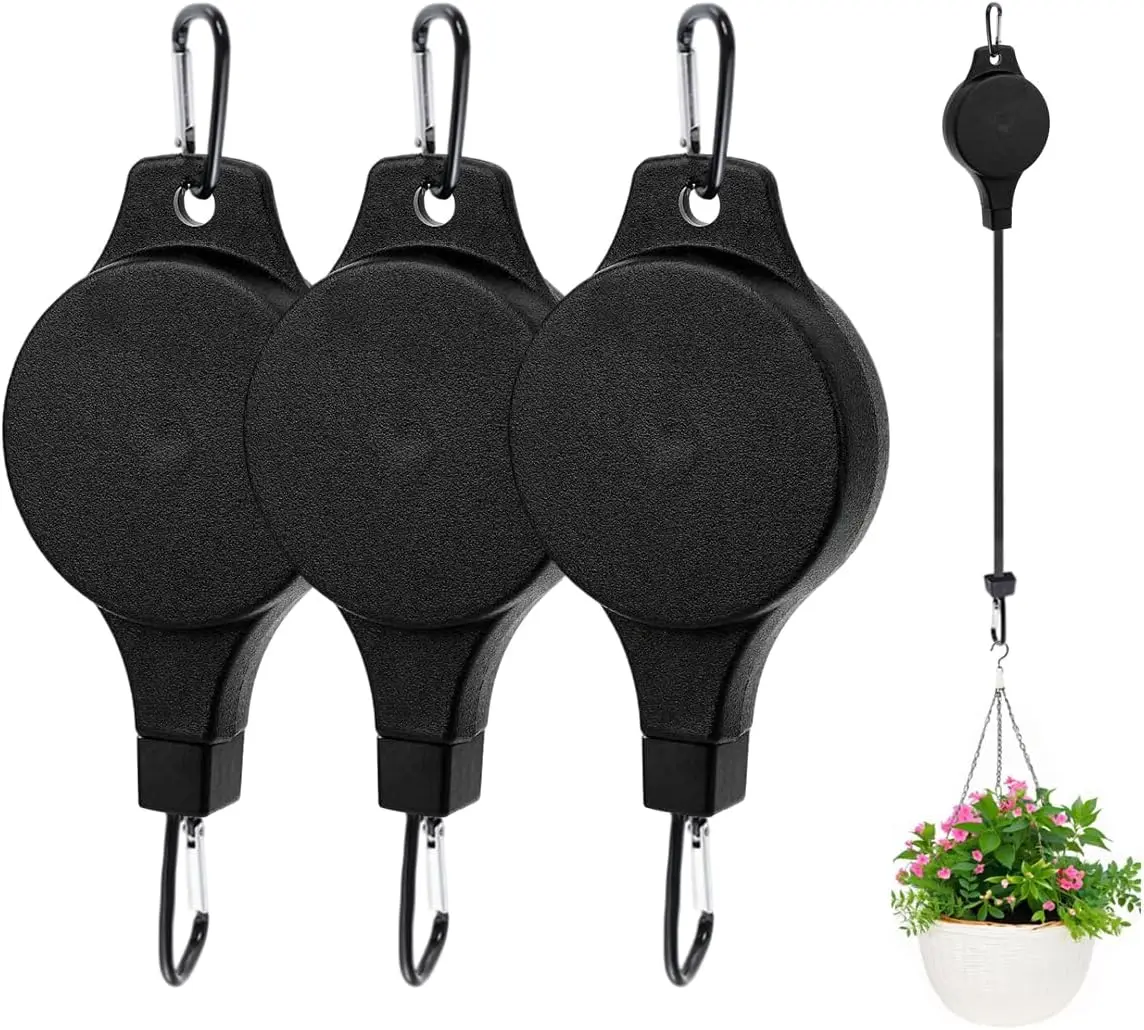 Retractable Plant Pulley Hook Easy Reach Hanging Basket Hanger for Garden Planters Pots Bird Feeder