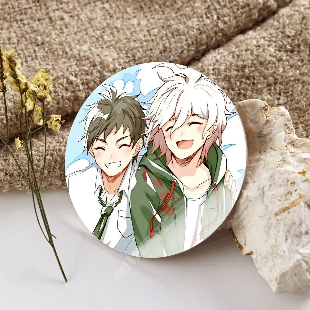 Komahina Danganronpa Komaeda & Hinata Wooden Cup Mat Cappuccino Vodka Juice Water Coaster for Flower Shop
