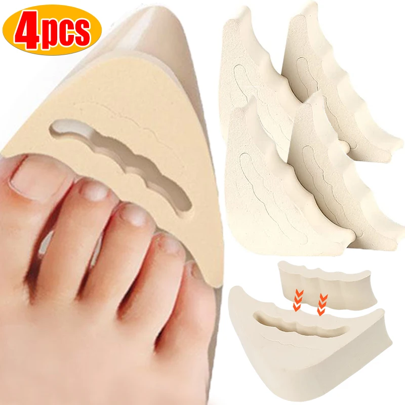 4PCS Toe Plug Soft Sponge Half Insoles Reusable Toe Filler Inserts for Shoes Adjustable Too Big Foot Brace Pads Shoe Inserts