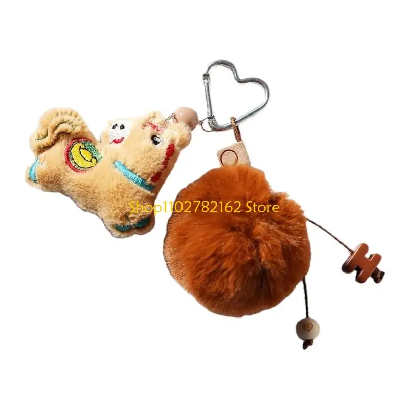 

547B Fashionable Bag Ornament Plush Horse Keychain New Year Festive Doll Pendant