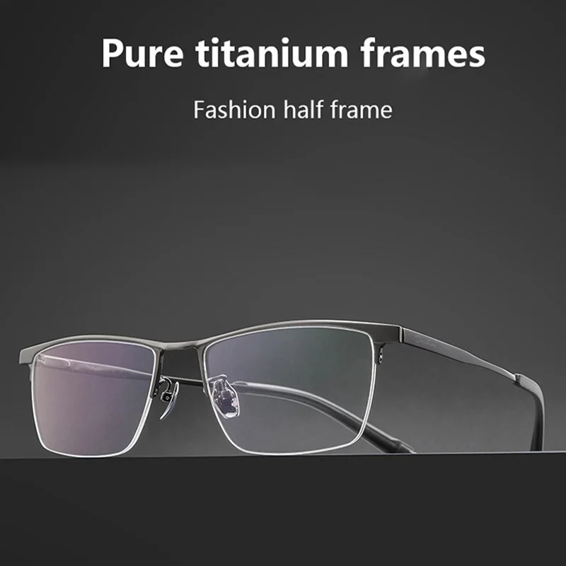 

Роскошная оправа для очков из чистого титана, мужская модная брендовая дизайнерская оправа для очков, женская ретро квадратная сверхлегкая полуоправа Z615