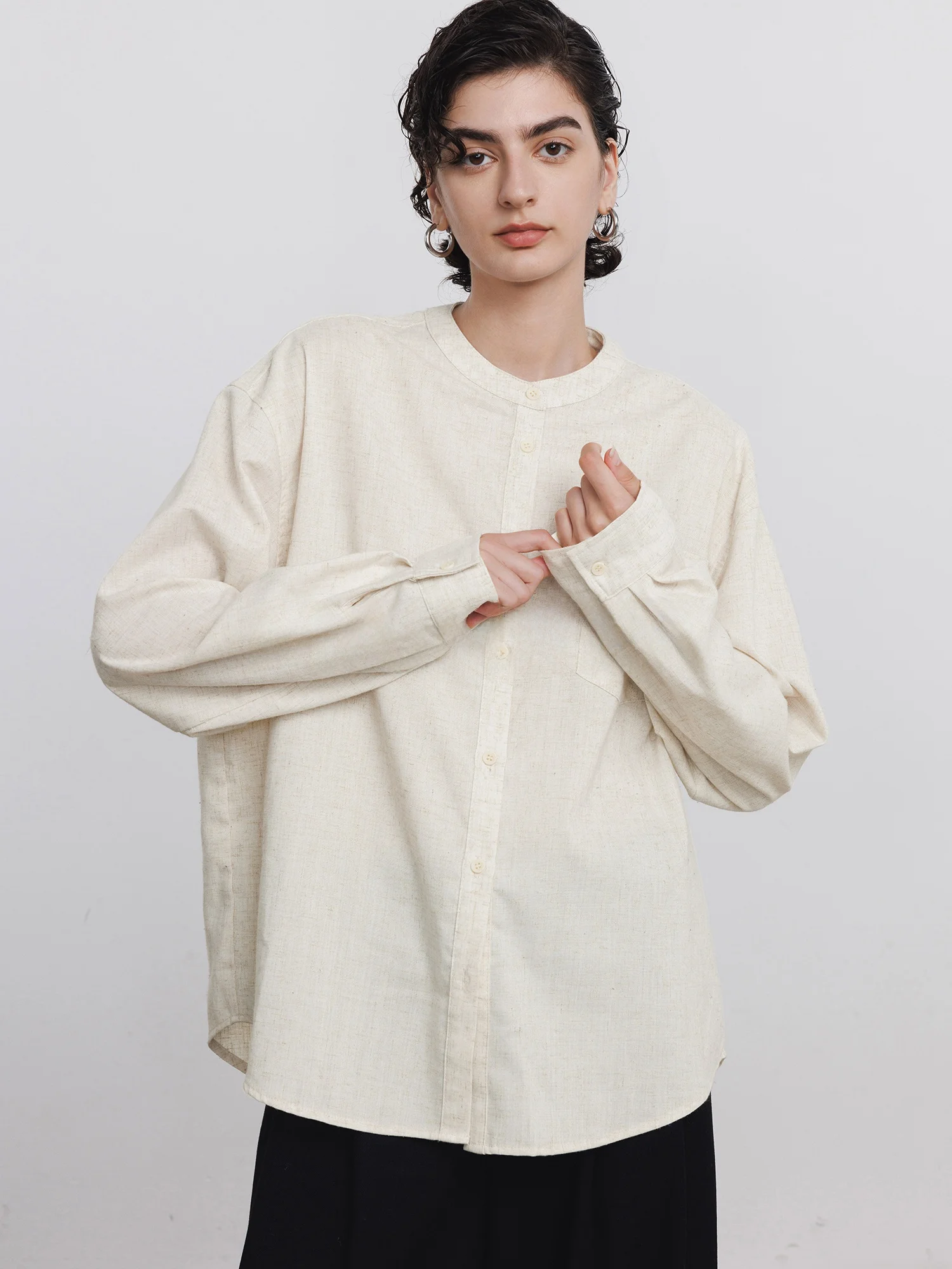 

Maiherer Women's Loose Long Sve round Ne irt Cotton Linen Blend Comfortable Breathable Casual Sle Spring New Arrival