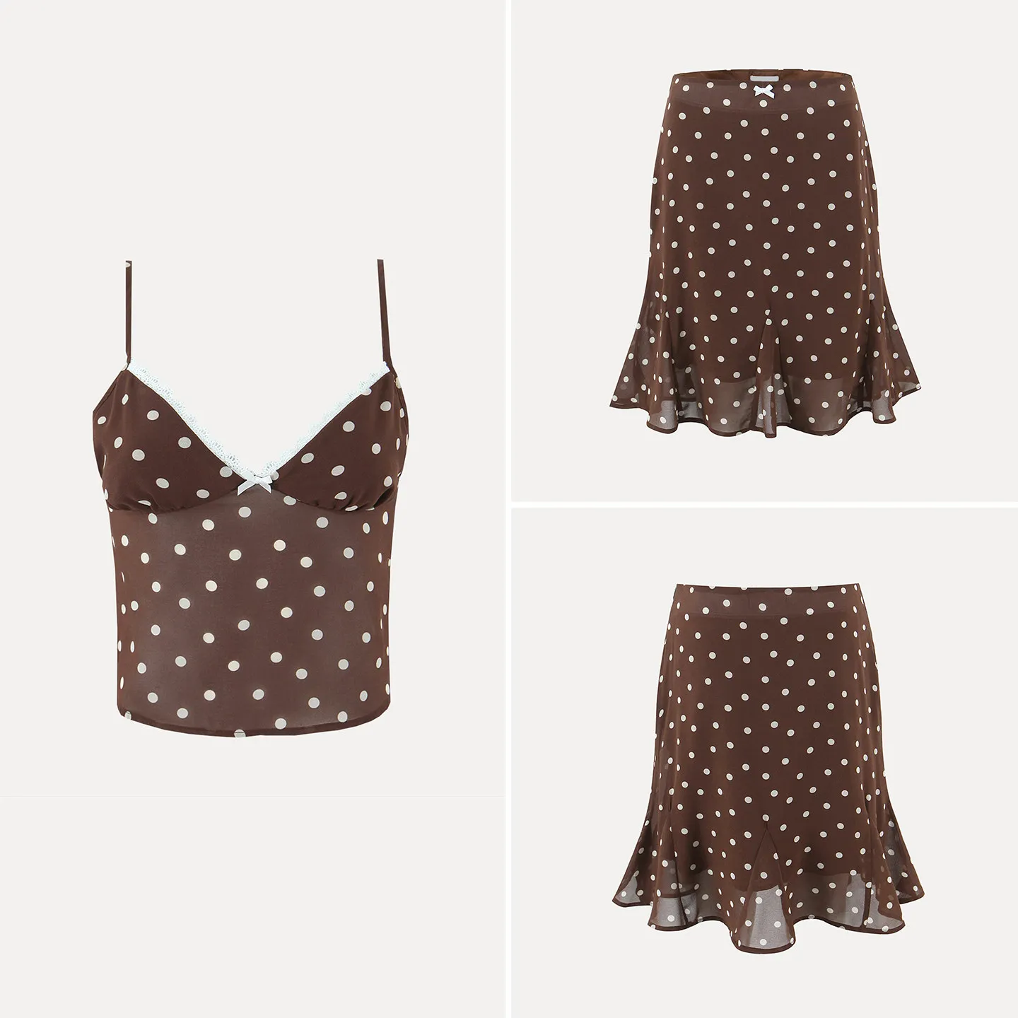 

Faionable Retro Sexy Polka Dot Bal ter Skirt Set Women's Winter New Arrival Lace Trimmed Dr Two-Piece Ensemble