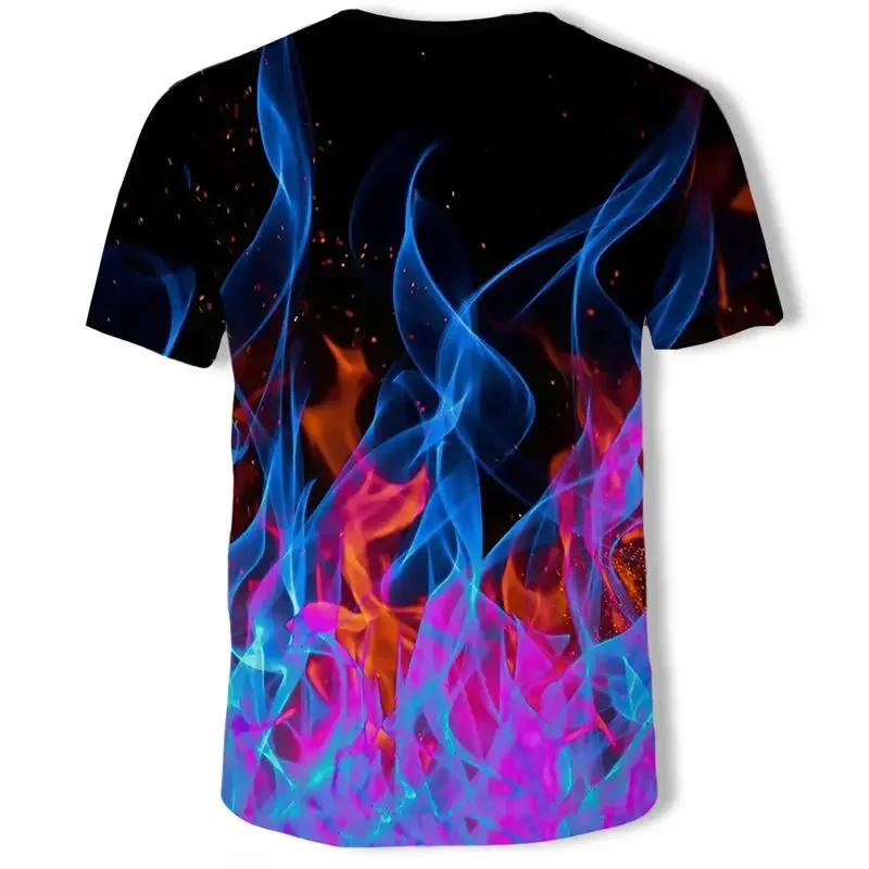 Camoufl Flaming Tshirt Men Women T Shirt 3d T-shirt Black Tee Casual Top Anime Camiseta Streatwear Short Sleeve Tshirt Asiansize