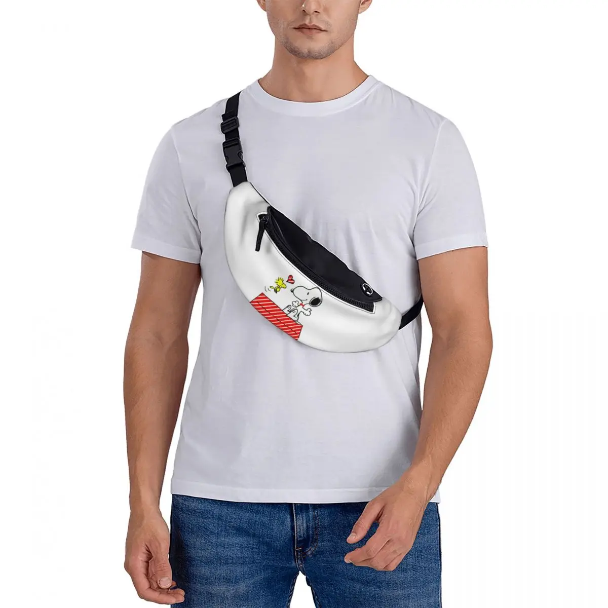 Custom Cartoon Snoopys Red Stripe Disney marsupio uomo donna Movie Crossbody marsupio per la corsa del telefono Money Pouch