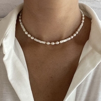 Vlen Natural Pearls Choker Necklace White Shell Disc Beads Summer Beach Jewelry Boho Women's Fashion Gift Free Shipping