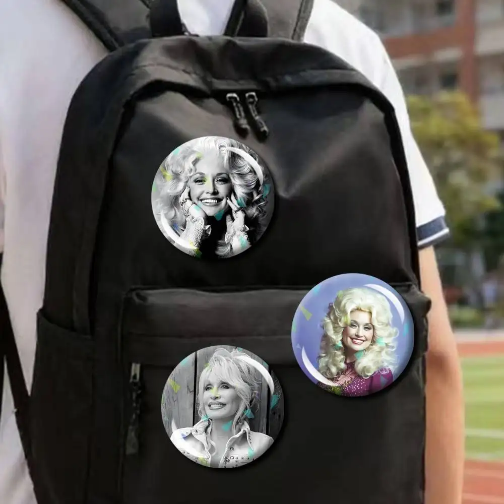 Iron Butterfly D-Dolly Parton HD-Printed Round Badge Pins Creative Pins Bag Decor Accessories Fan Collection Gifts for Friends