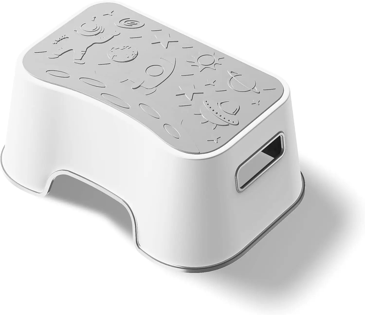 

6,3-дюймовая нескользящая подставка для приседаний для улучшения осанки - серо-белая подставка-ступенька в космической тематике для ванной, кухни и приучения к горшку