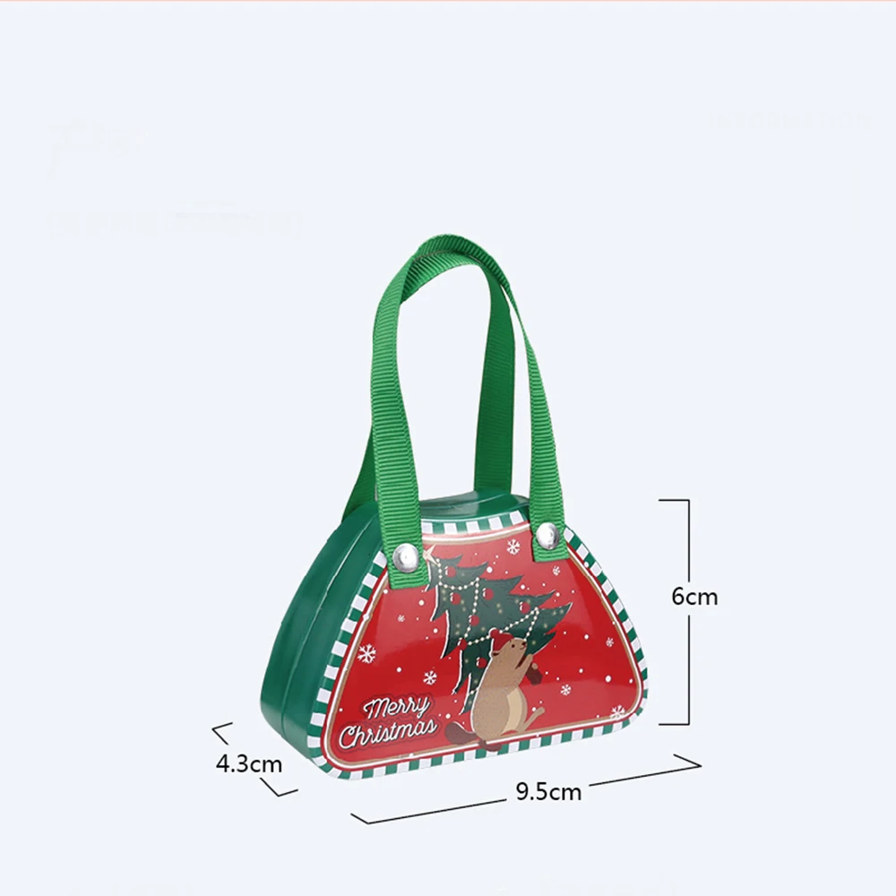 Christmas Tinplate Suitcase Candy Boxes With Handle Handheld Sweets Tins Portable Candies Holder Sugar Storage Container