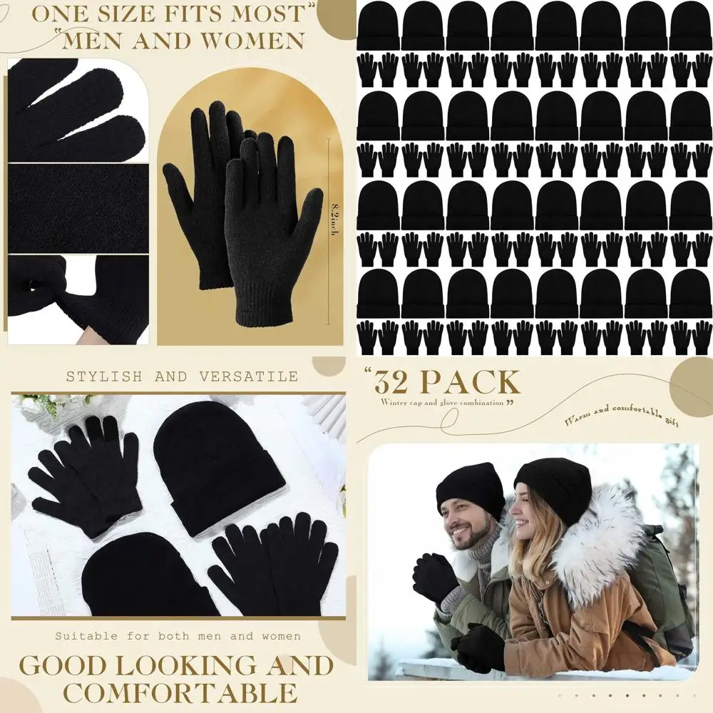 

64-Piece Set: Unisex Warm Knit Winter Hats, Gloves, and Beanies for Windproof Protection