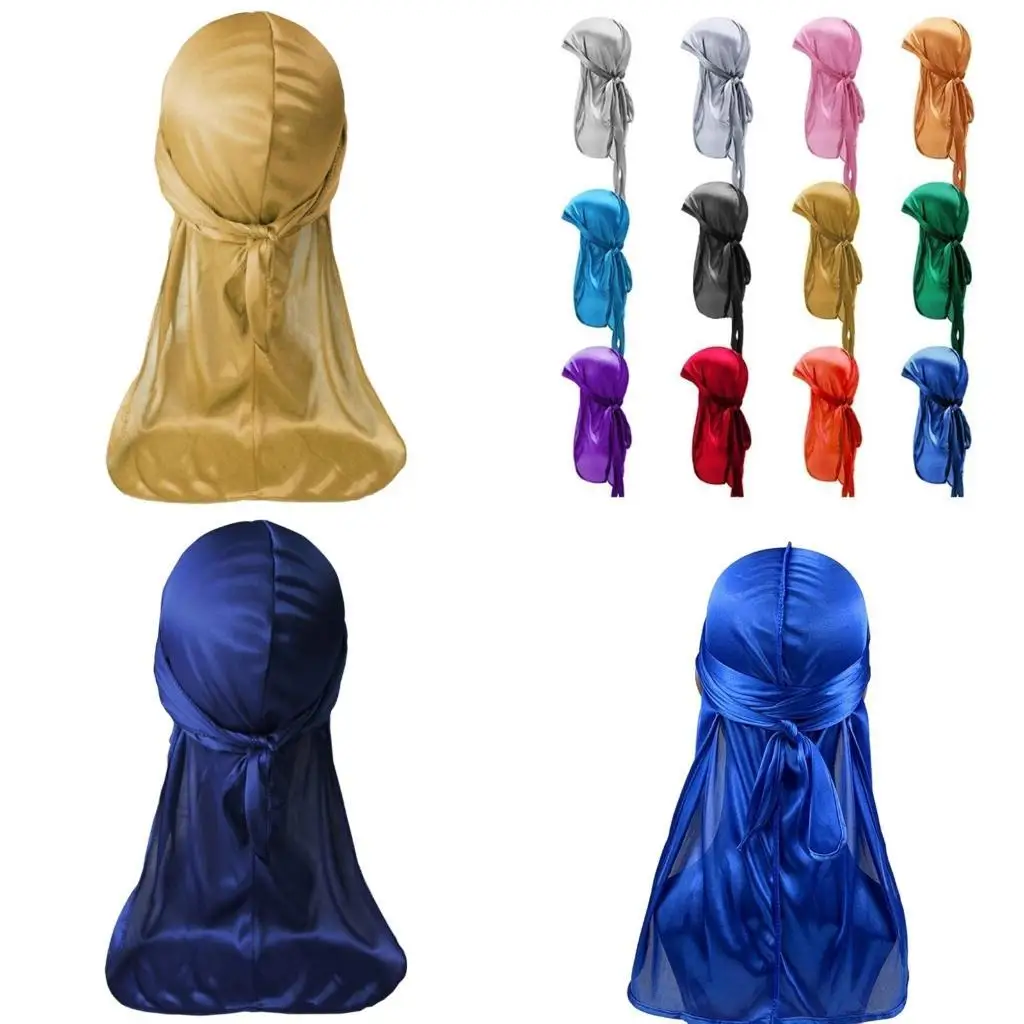 

R1we Long Tail's Men's Durag Cap мягкая шелковистая полиэстерская шляпа Turban для дреда