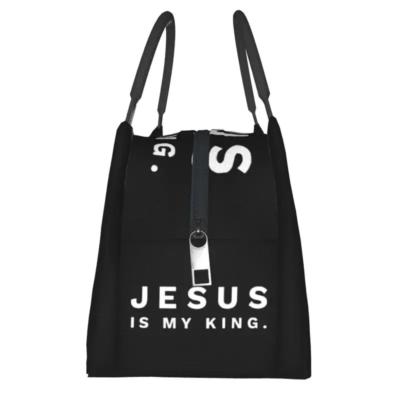 Jesus Is My King Thermal Insulated Lunch Bags Women My King Faith Christian God Resuable Lunch Tote Meal Food Box