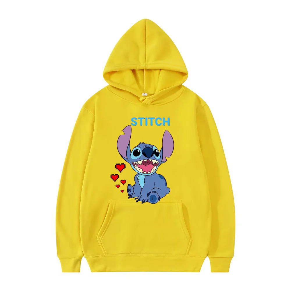 New Disney Stitch Print Hoodies Women Vintage Autumn Loose Hooded Shirt Grunge Street Sweatshirt Y2k Clothes Oversize Pullovers