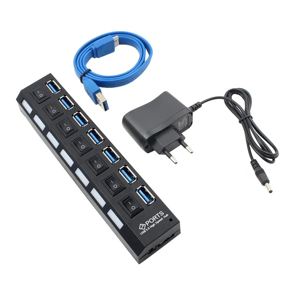 USB 3.0 Hub USB Hub 3.0 Multi USB Splitter Hab 4/7 Port Multiple Expander Use Power Adapter USB3 Hub with Switch for PC