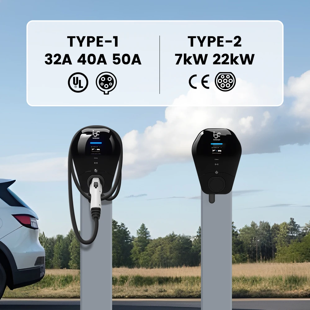 2.0.1 EV Charger V2G V2H V2L Wallbox Charging Station 22kW with Display Type 1 Type 2
