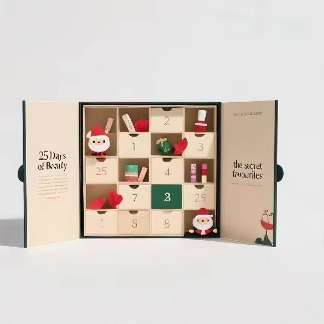 Customized queryCustom for FSC Paper Christmas Makeup Advent Calendar Cosmetic Box Packaged with Readable for FSC Certification