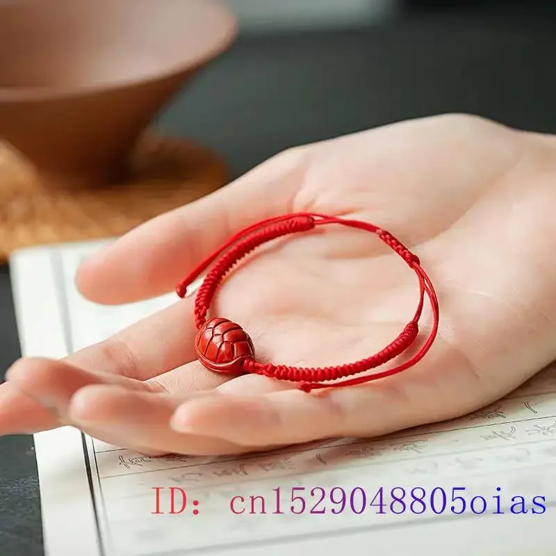 Cinnabar Turtle shell Bracelet Jade Natural Jewellery Carved Fashion Charm Red Gifts Women Chinese Amulet