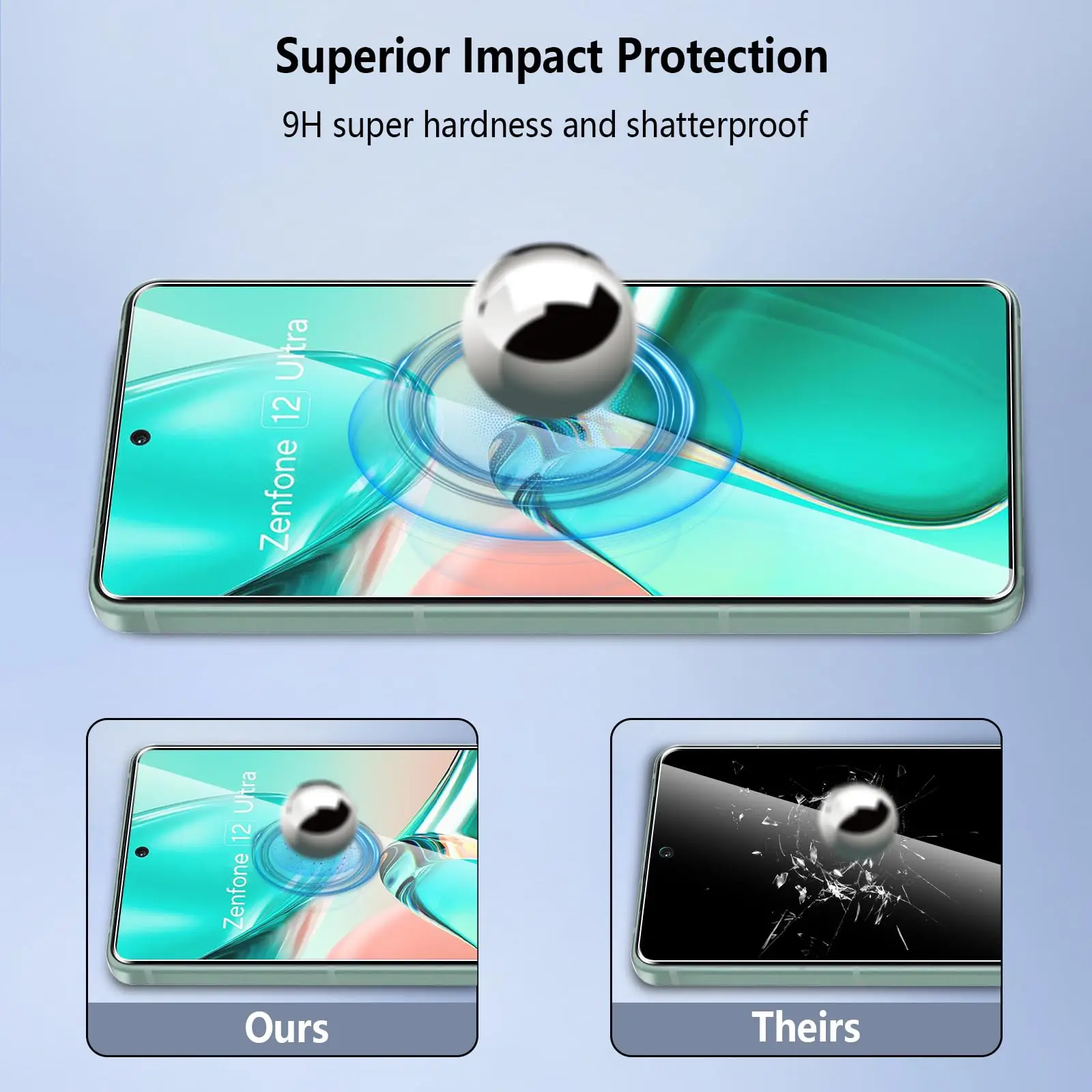 Защитная пленка для экрана для ASUS Zenfone 12 Ultra, закаленное стекло, не полное покрытие HD Crystal 9H, чехол с защитой от царапин