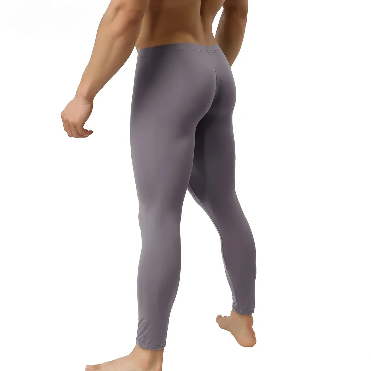 

YUFEIDA Sexy Sheer Ice Silk Men's Legging Homme Sleepwear Long Johns Mens Sexy Underwear Bottom Trouser Ultra-Thin Men Home Pant