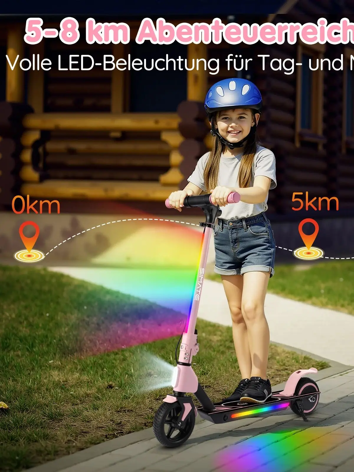 Vankel Kids Elektrische Scooter 6,5 Inch Opvouwbare E-Scooter met Regenboog LED Verlichting, 130W Motor, 63Wh, Elektrische Scooter voor Kinderen - afbeelding 2