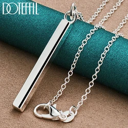 DOTEFFIL 925 Sterling Silver 18-30 Inch Chain Straight Square Column Pendant Necklace For Women Fashion Wedding Charm Jewelry