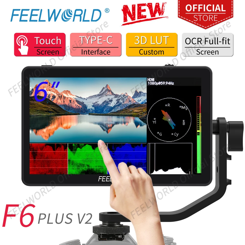 FEELWORLD F6 PLUS V2 6 Cal aparat DSLR Monitor zewnętrzny ekran dotykowy 3D LUT IPS FHD 1920x1080 fokus wideo pomoc wsparcie 4K HDMI