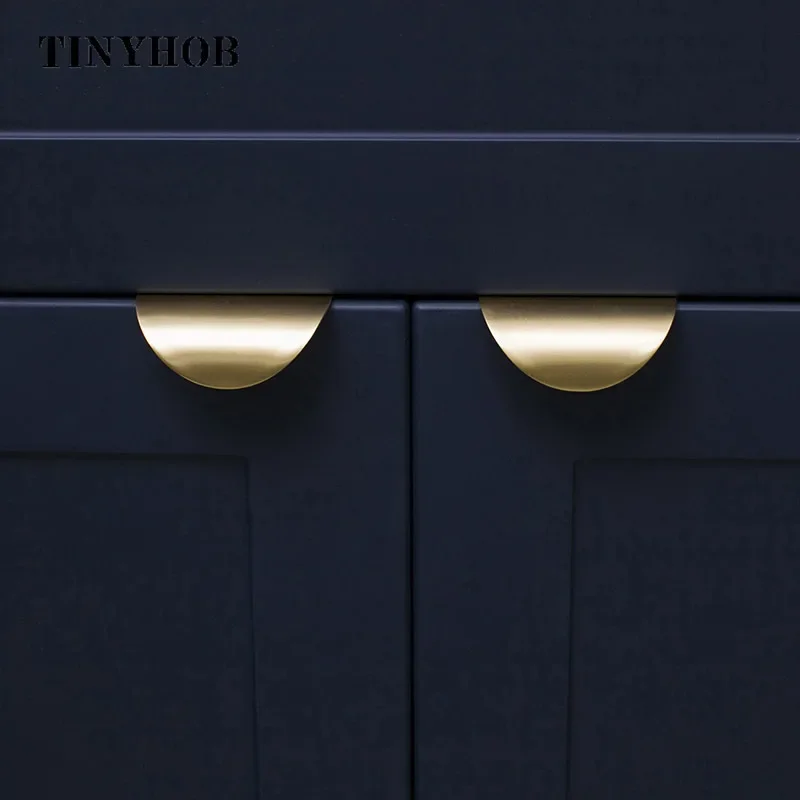 Modern Minimalist Brass Flush Cabinet Pulls Invisible Gold Drawer Knobs for Kitchen Wardrobe Bathroom Furniture Decoration