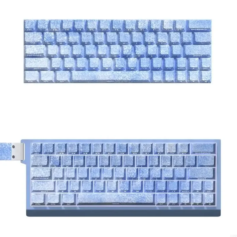 

64/74Key Keycaps Ice Blue Keycap Side Print Backlit Keycaps for Keyboards