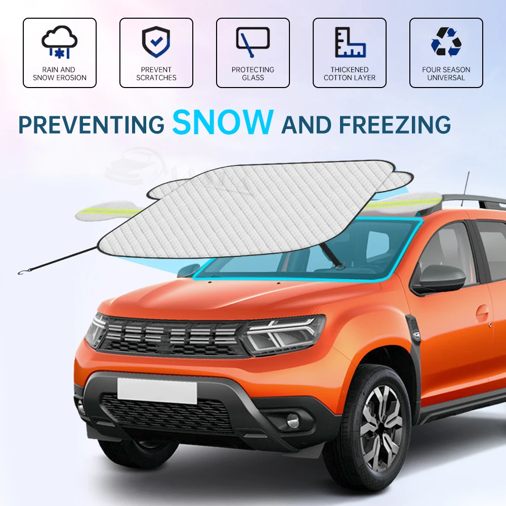 Sunshade Cover For Dacia Duster 2010-2023 2024 Car Windshield Snow Sun Shade Automobile Magnetic Cover Front Windscreen Cover