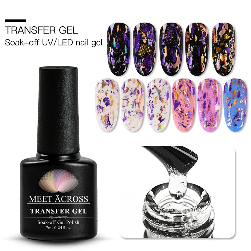 2PCS Marble Nail Foil Gel Set Transfer Gel Polish Kit Need Adhesive Tranfer Sticker For Manicure lacquer Base top Coat Varnishes