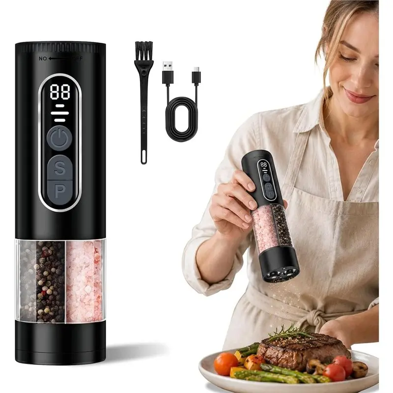WORTHOWN-2In1 Electric Salt And Pepper Grinder Set,Rechargeable