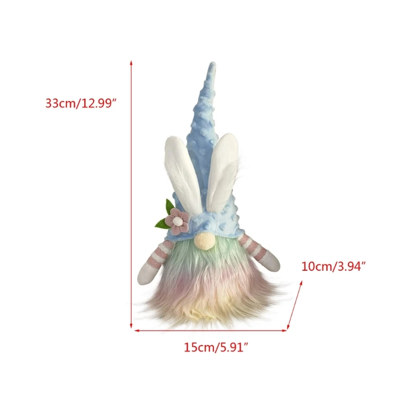 Easter Bunny Gnome Wearing Hat Spring Decorative  Kid Gift for School Office Dormitory Tabletop Decoration Accessory