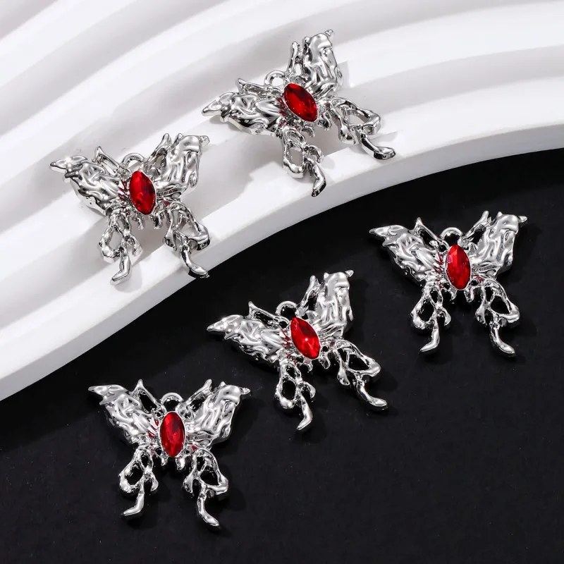 5pcs New Red Dark Style Butterfly Pendants Fashion Animal Halloween Pretty Charms For Making Handmade DIY Jewelry Accessories