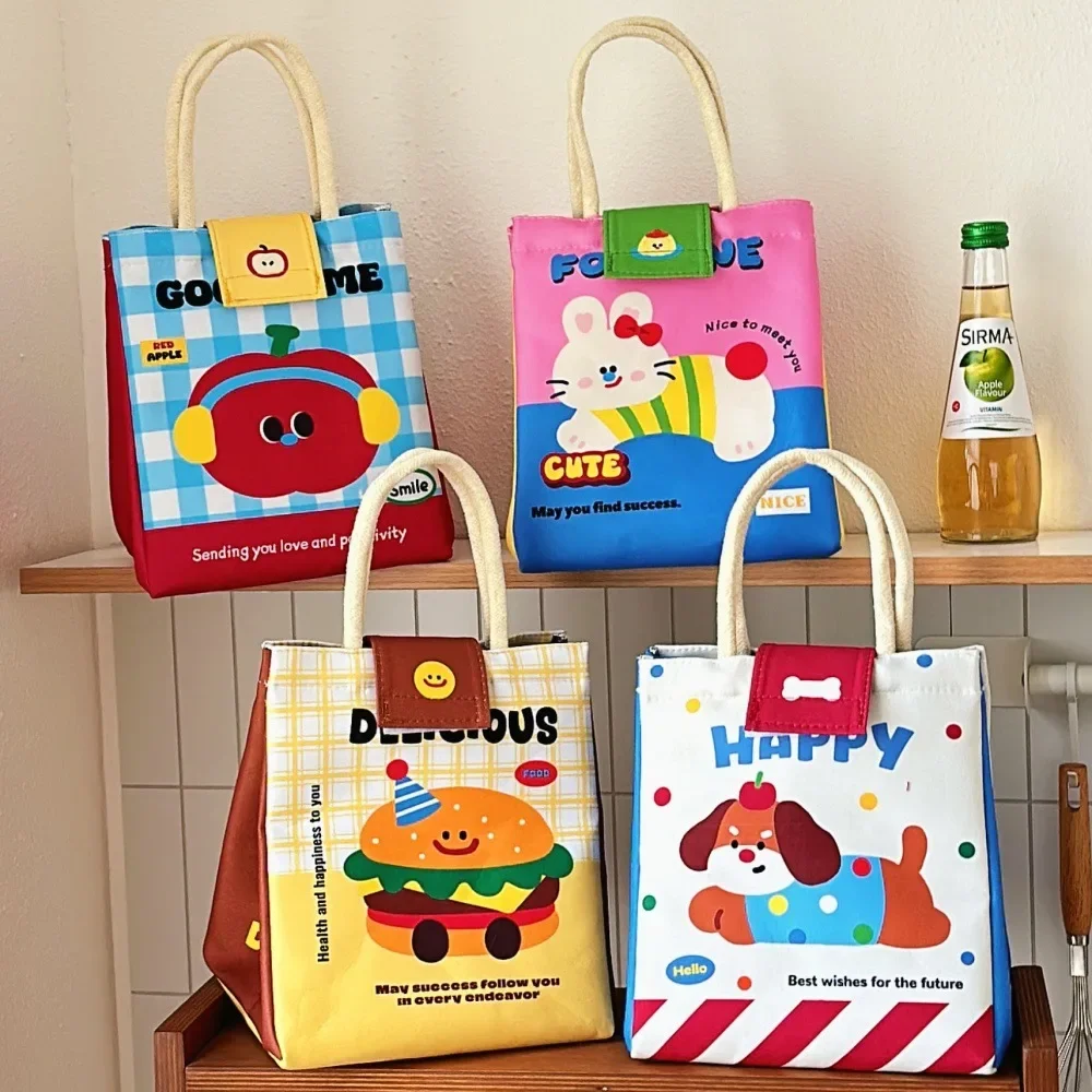 

Cute Bento Bag For Office Workers Large Capacity Tote Bag Cartoon Insulated Fresh-Keeping Bag Student Lunch Box