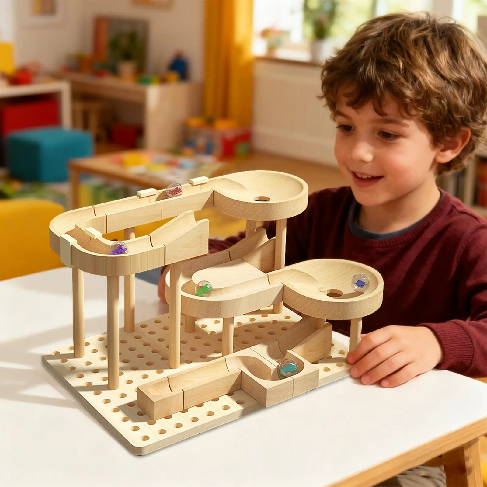 Marble Toys Wooden Funny Educational Games Marble Maze Game Race Track STEM Toys For Boys Girls Kids Classroom Home School