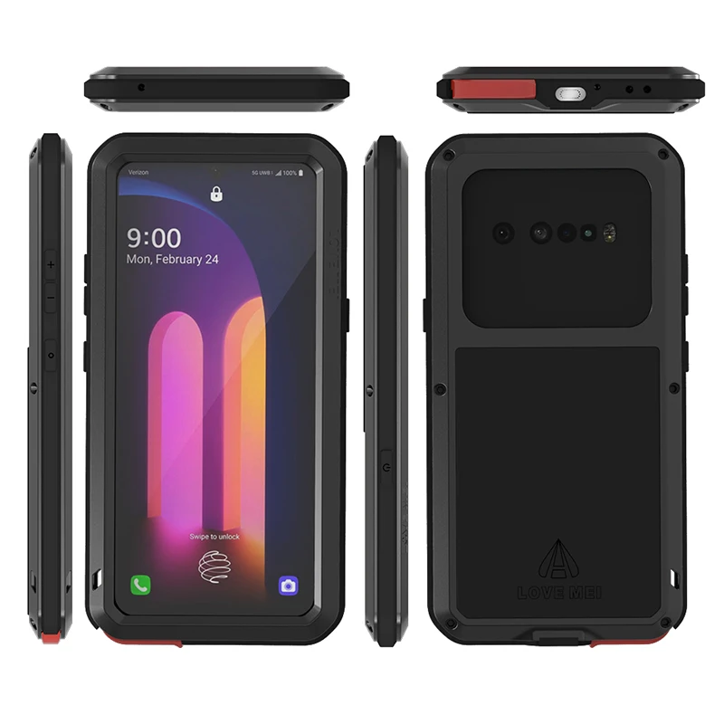 Love Mei Phone Case for LG V60 Silicone Military Grade Metal Protective Shell Shockproof Dustproof Cover