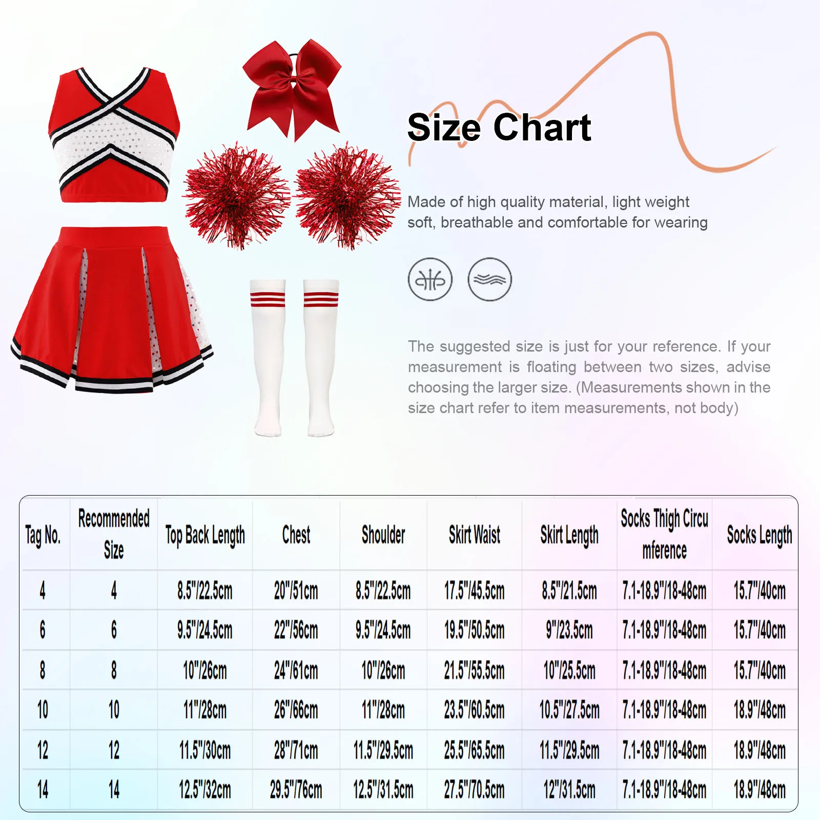 Kids Girls Cheerleader Costume Sequins Front V Neck Sleeveless Crop Top Pleated Skirt +Bowknot Headwear + Hand Flowers + Socks